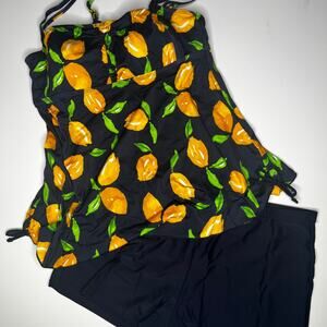 Septangle Navy Lemon Tankini Boy Short Swimsuit New 16